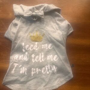Dog Light Gray Tee with Gold Crown Graphic